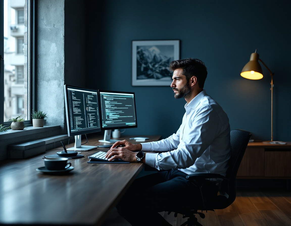 The founder of Lindqvist Security working at a desk